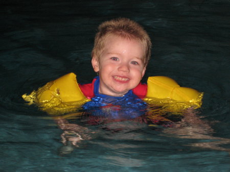 Elijah, our swimmer, summer 2009, at our house