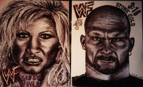Shellys drawings of WWF's SABLE & STONE COLD STEVE AUSTIN