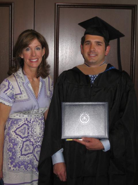 son Gabriel during UK MBA graduation