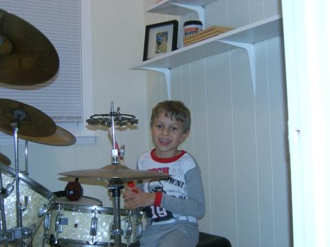 Vaughn on the drums