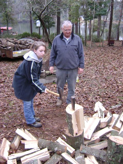 lake fox chopping wood with Grandpa