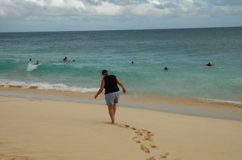 Walking the beach in Hawaii!
