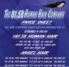 hair price list