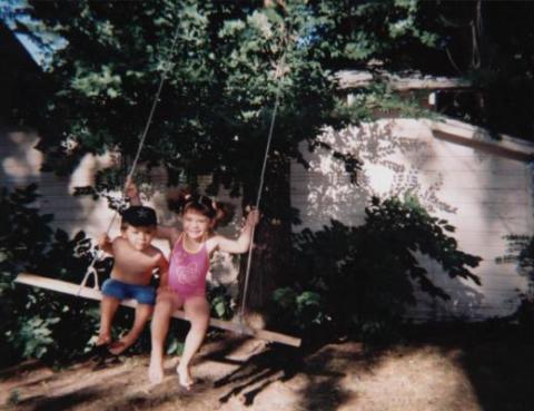 Jasmine & Isiah in back yard