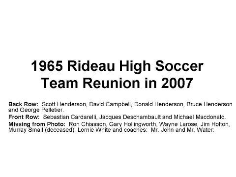 Rideau High Soccer Team 1965