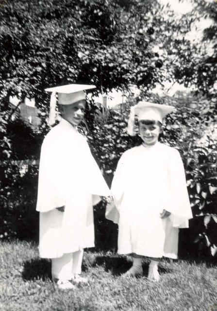 1954 06 Larry with Patty kindergarten grad