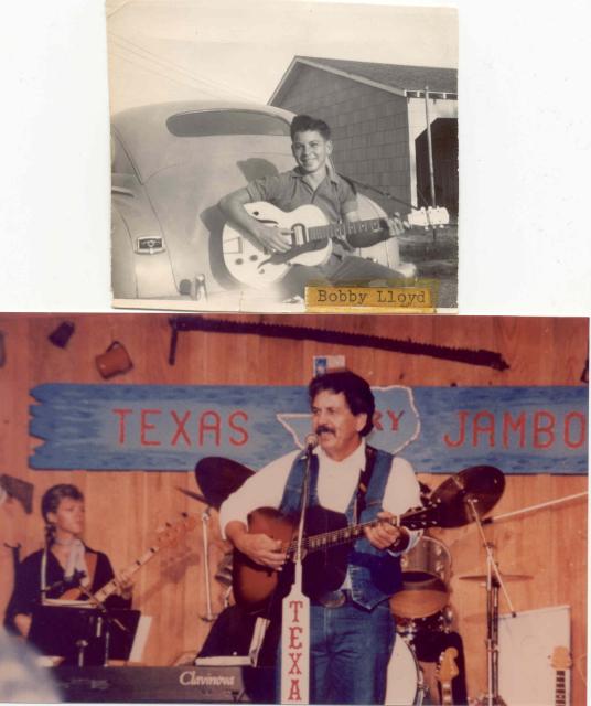 Bob at age 15 & age 50 pickin' & grinnin'