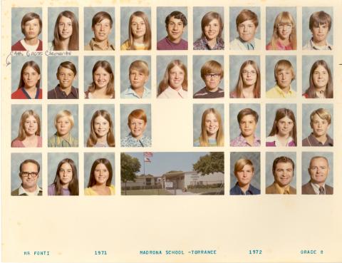 1971-1972 Madrona Elementry Mr Fonti's 8th grade Class