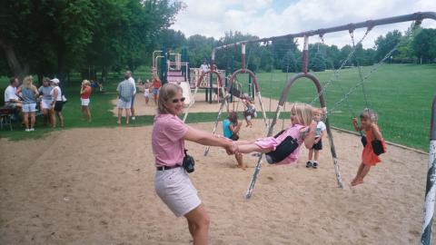 Gail swings her daughter