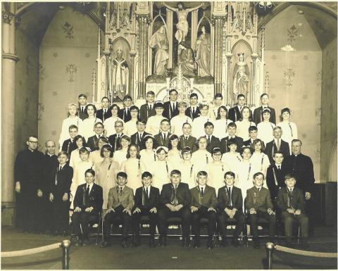 St. James Catholic School Class of 1968 Reunion - 8th grade graduation photo
