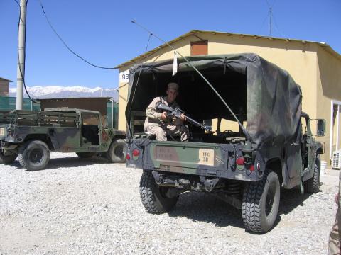 In the Humvee at Bagram Airfield