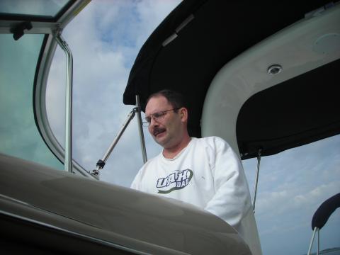 Rick on our boat