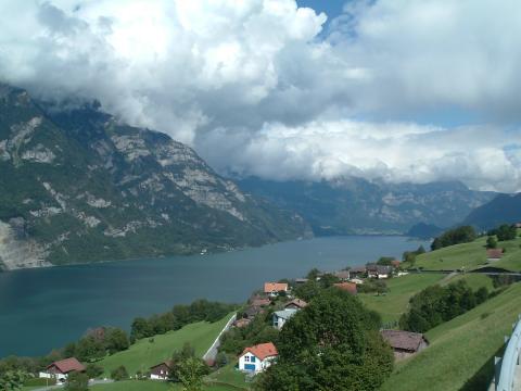 A mountain lake in the Swiss Alps