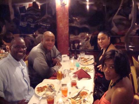 Sean and Charles with wives dining
