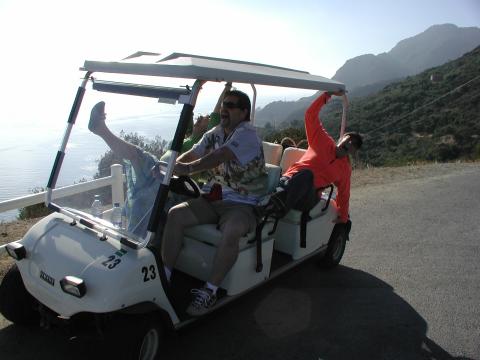 Crashing golf cart Catalina Island 2005