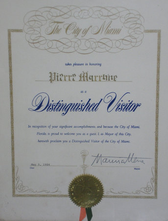 1984 Certificate from the City of Miami