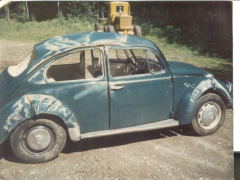 Wes's Beetle after he rolled it June 10,1971