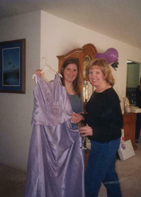 My daughter, Kerry and me with her gown