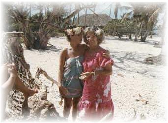 mom and I  on beach in Moorea F.P.