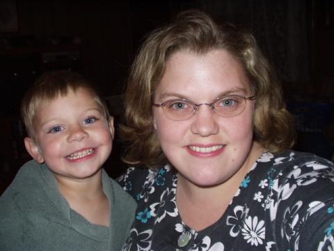 Julie Courville and son