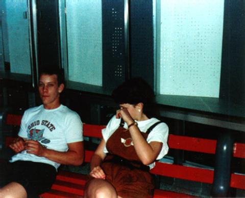 Jim & Vikki in front of gym 1989