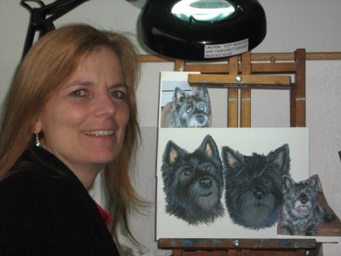 My Latest Painting yet to be finished.  Cairn Terriers (of whom I Groom also), in Oil.
