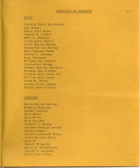 Program From Graduating Class Of 1983