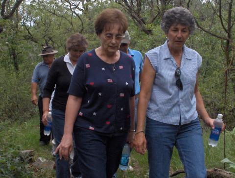 Jeannie and Barbara hiking