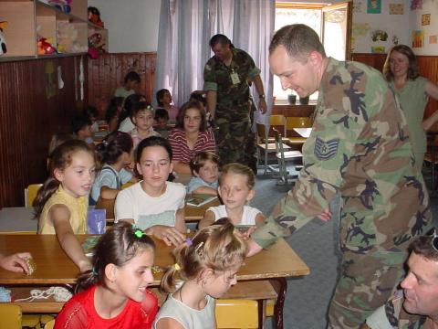 Mitch at orphanage in Kosovo