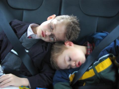 Blake and Bryce napping in Chicago