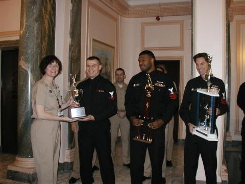 Chris presenting an award to the command