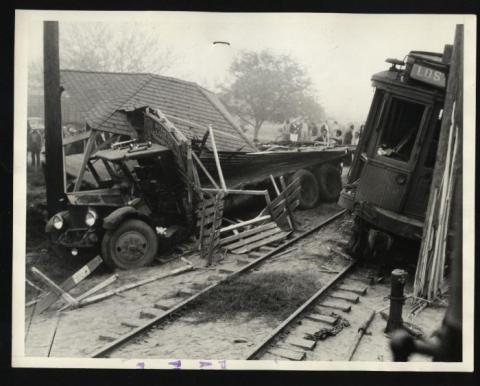 Trolley and truck crash