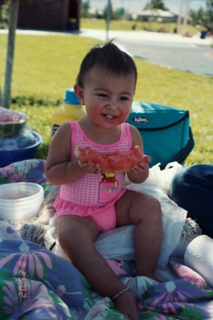 Eating watermelon