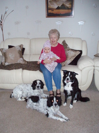 Baby Rachel and I with our dogs