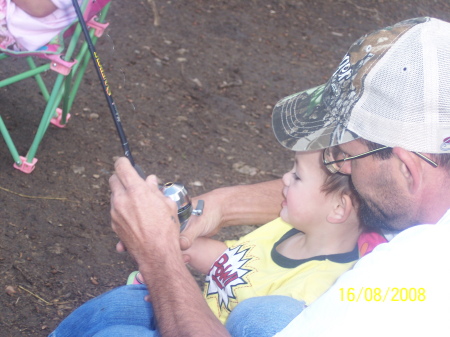 teaching my son how to fish.