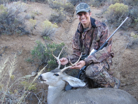 My youngest son Brandon with his first antlers