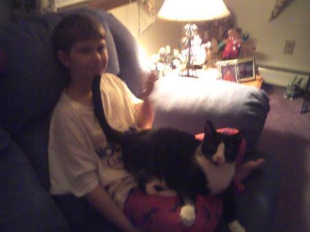 My son Dylan and my cat Razzle