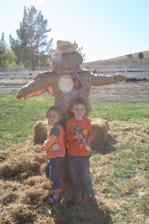 Nate, Rachel, scarecrow - October festivities