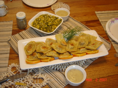 Ravioli with fennel salad dinner.