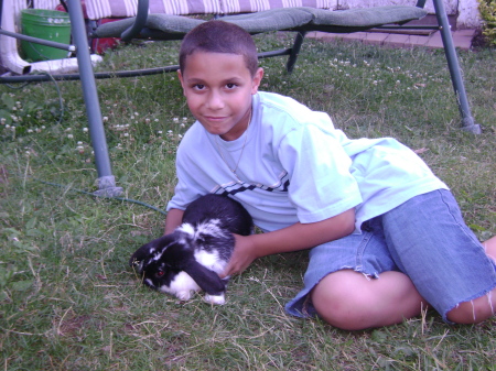 My son and his rabbit Thumper