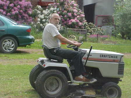 mowing side yard