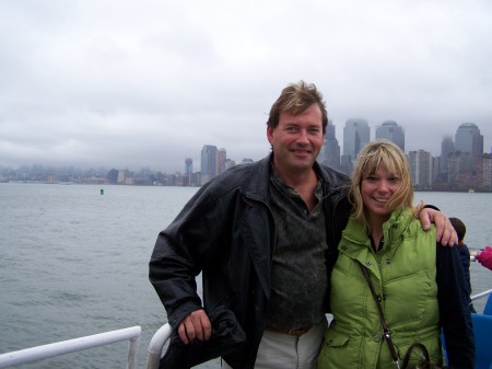 on ferry to Statue of Liberty