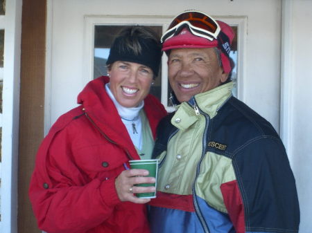 G & M taking a break from skiing at Deer Valle