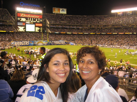 Amanda and I at the Charger/Cowboy Game