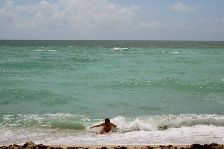 Thomas getting hammered by the waves