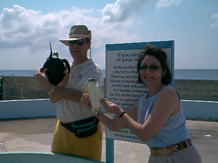 David and Sandra at Turtle Farm in Grand Cayman, Cayman Islands