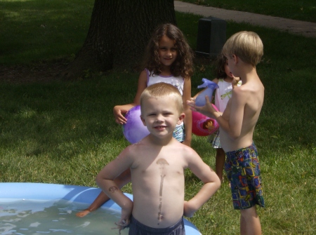 Grandson Jaden in the pool
