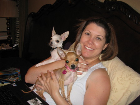 My wife Denise with her dogs Nina and Gino