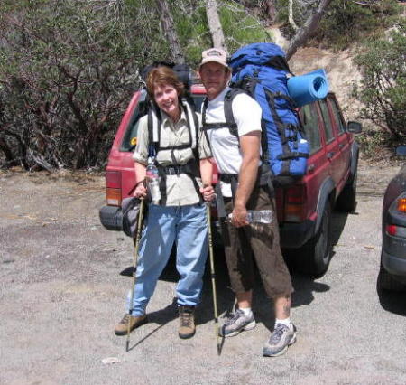 Back packing with my son, Ben April 2007