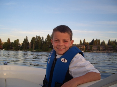 Tyler on the boat in McCall, Idaho